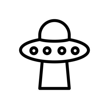Şeffaf bir arkaplan üzerinde UFO vektör çizimi. Konsept ve grafik tasarımı için ince çizgi simgesi..