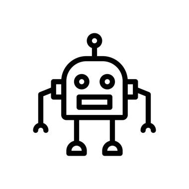 Şeffaf bir arkaplanda robot vektör çizimi. Premium kalite semboller. Konsept ve grafik tasarım için ince çizgi simgesi.