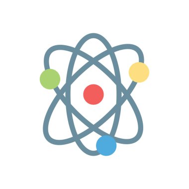 Saydam bir arkaplan üzerinde atom vektörü çizimi. Konsept ve grafik tasarım için mükemmel kalite simgeleri..