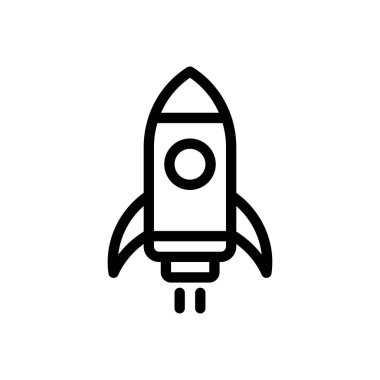 Şeffaf bir arkaplanda roket vektör çizimi. Konsept ve grafik tasarım için ince çizgi simgesi..