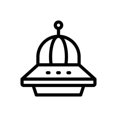 Şeffaf bir arkaplan üzerinde UFO vektör çizimi. Konsept ve grafik tasarımı için ince çizgi simgesi..