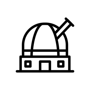 Saydam bir arkaplanda gözlemevi vektör çizimi. Konsept ve grafik tasarımı için ince çizgi simgesi..