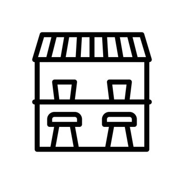 Şeffaf bir arkaplan üzerinde mağaza vektör çizimi. Premium kalite semboller. Konsept ve grafik tasarım için ince çizgi simgesi.