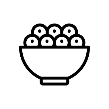 Şeffaf bir arkaplan üzerinde kase vektör çizimi. Konsept ve grafik tasarımı için ince çizgi simgesi.. 