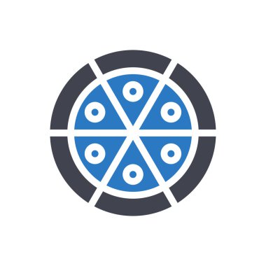 Şeffaf bir arkaplanda pizza vektör çizimi. Konsept ve grafik tasarım simgeleri için kaliteli semboller.. 