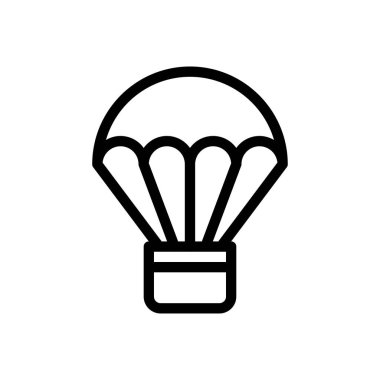 Şeffaf bir arkaplanda paraşüt vektör çizimi. Konsept ve grafik tasarımı için ince çizgi simgesi..