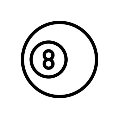 Saydam bir arkaplanda bilardo vektör çizimi. Konsept ve grafik tasarımı için ince çizgi simgesi.. 