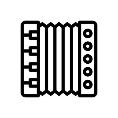 Şeffaf bir arkaplanda akordeon vektör çizimi. Konsept ve grafik tasarımı için ince çizgi simgesi..