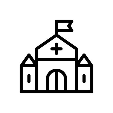 Şeffaf bir arkaplan üzerinde kilise vektör çizimi. Premium kalite semboller. Konsept ve grafik tasarım için ince çizgi simgesi.. 