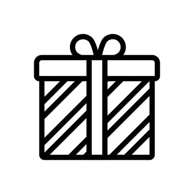 Şeffaf bir arkaplan üzerinde hediye kutusu vektör çizimi. Konsept ve grafik tasarım için ince çizgi simgesi..