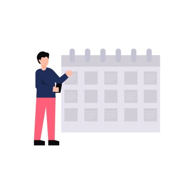 Çocuk takvimdeki notlara bakıyor..