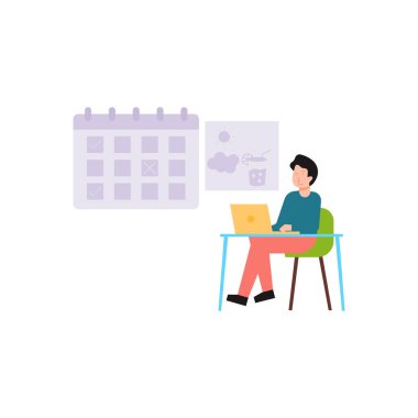 Çocuk dizüstü bilgisayarını kullanıyor..