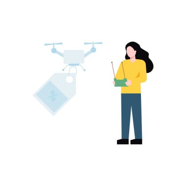 İndirim etiketi insansız hava aracı tarafından asıldı..