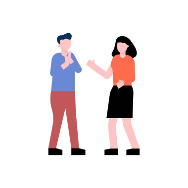 A boy and a girl are talking to each other.