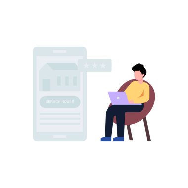 Çocuk dizüstü bilgisayarda evi arıyor..