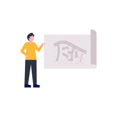 Çocuk mimari tasarıma bakıyor..