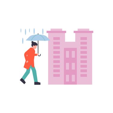 The girl is walking in the rain with an umbrella.
