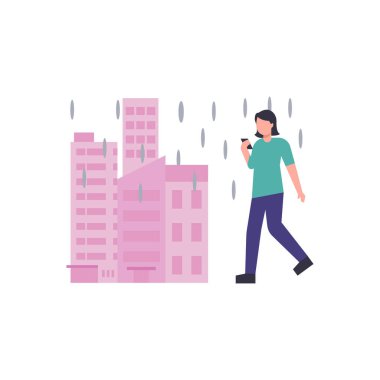 Kız yağmurda yürüyor..