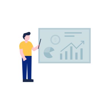 Çocuk bir dolar grafik sunumu izliyor.