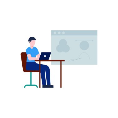 Çocuk web sayfası üzerinde çalışıyor..