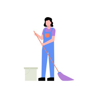 Bir süpürge yerleri süpürüyor..