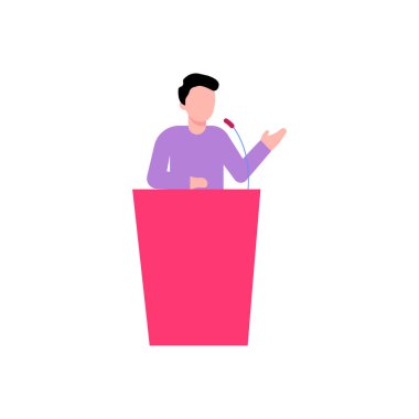 Çocuk podyumda konuşuyor..