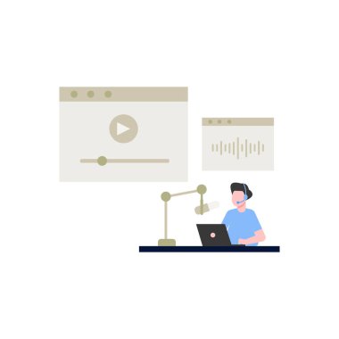 Adam podcast yapıyor..