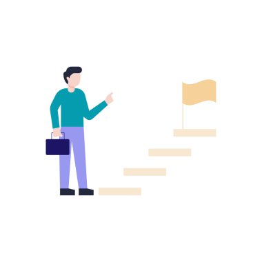 Çocuk başarı merdivenini tırmanmaya hazır..