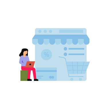 Kız laptopunu kullanıyor..