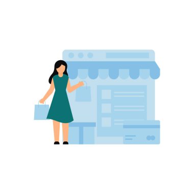 Bir kız web sitesinden alışveriş yapıyor..