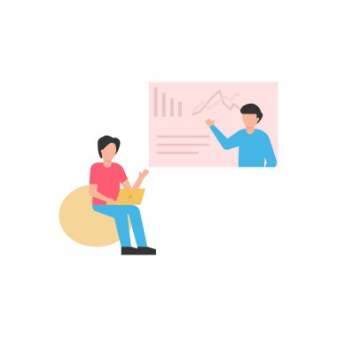 Dizüstü bilgisayarda grafik sunumu izleyen çocuk.