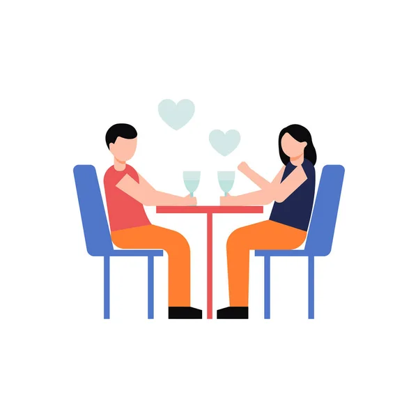 Pár Egy Étteremben Van Egy Romantikus Vacsorára — Stock Vector