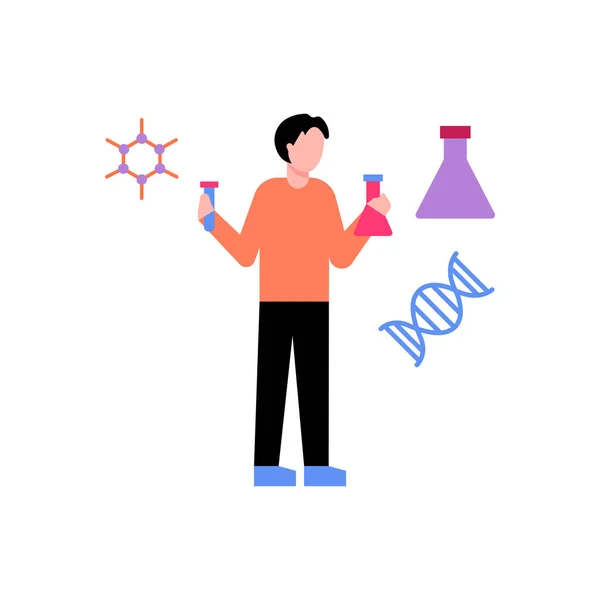 Boy Doing Research Science Lab — Stock Vector