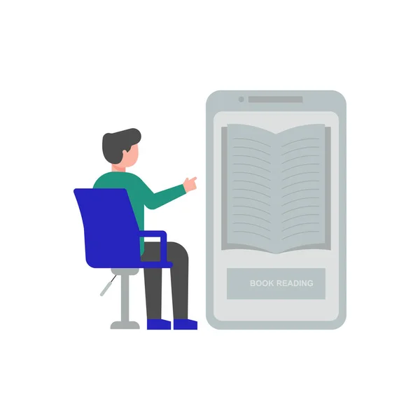 Boy Reading Book Online — Stock Vector