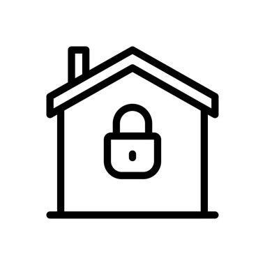 Şeffaf bir arkaplan üzerinde ev kilit vektör çizimi. Premium kalite semboller. Konsept ve grafik tasarım için ince çizgi simgesi. 