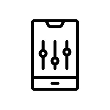 Şeffaf bir arkaplan üzerinde mobil kontrol vektör çizimi. Premium kalite sembolleri. Konsept ve grafik tasarım için ince çizgi simgesi. 