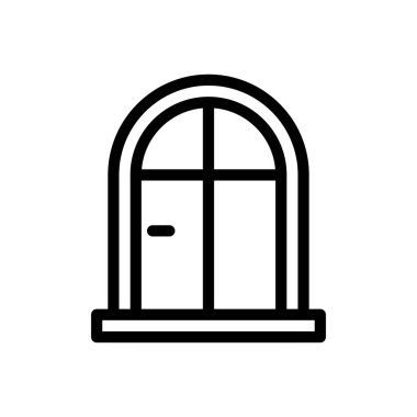 Şeffaf bir arkaplanda pencere vektör çizimi. Premium kalite sembolleri. Konsept ve grafik tasarım için ince çizgi simgesi. 