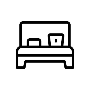 Saydam bir arkaplanda yatak vektör çizimi. Premium kalite semboller. Konsept ve grafik tasarım için ince çizgi simgesi. 