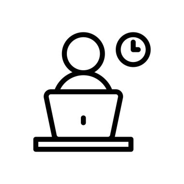 Saydam bir arkaplan üzerinde ofis zaman vektör çizimi. Premium kalite sembolleri. Konsept ve grafik tasarım için ince çizgi simgesi.