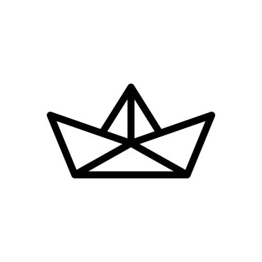 Saydam bir arkaplan üzerinde kağıt tekne vektör çizimi. Premium kalite semboller. Konsept ve grafik tasarım için ince çizgi simgesi.