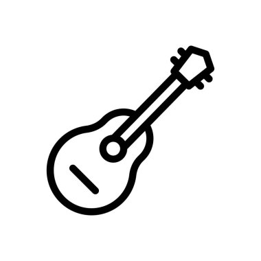 Şeffaf bir arkaplan üzerinde gitar vektör çizimi. Konsept ve grafik tasarım için ince çizgi simgesi.. 