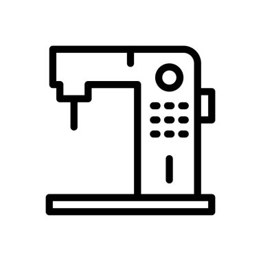 Şeffaf bir arkaplan üzerinde dikiş makinesi vektör çizimi. Konsept ve grafik tasarım için ince çizgi simgesi.. 