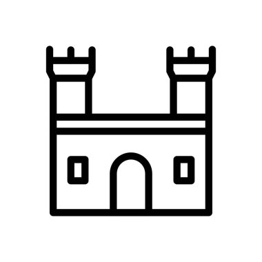 Şeffaf bir arkaplan üzerinde Castle vektör çizimi. Konsept ve grafik tasarım için ince çizgi simgesi..