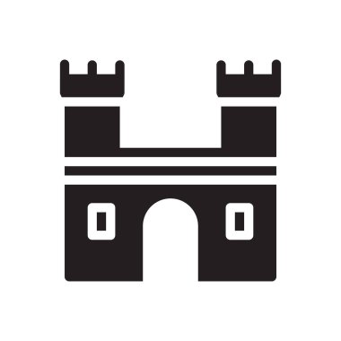 Şeffaf bir arkaplan üzerinde Castle vektör çizimi. Konsept ve grafik tasarım simgeleri için kaliteli semboller..