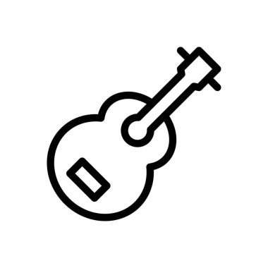 Şeffaf bir arkaplan üzerinde gitar vektör çizimi. Konsept ve grafik tasarım için ince çizgi simgesi.. 