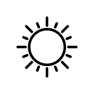 Şeffaf bir arkaplanda güneş vektör çizimi. Premium kalite semboller. Konsept ve grafik tasarım için ince çizgi simgesi. 