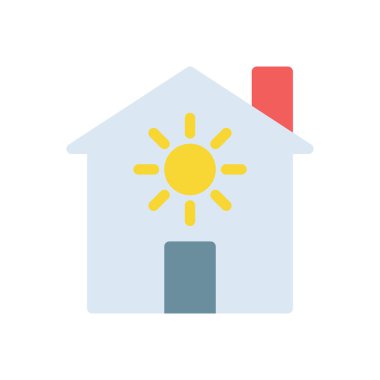 şeffaf bir arkaplan üzerinde güneşli ev vektör çizimi. Konsept ve grafik tasarımı için birinci sınıf kalite simgeler.. 