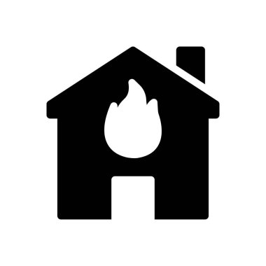 Saydam bir arkaplan üzerinde ev yangını vektör illüstrasyonu. Konsept ve grafik tasarım simgeleri için kaliteli semboller..