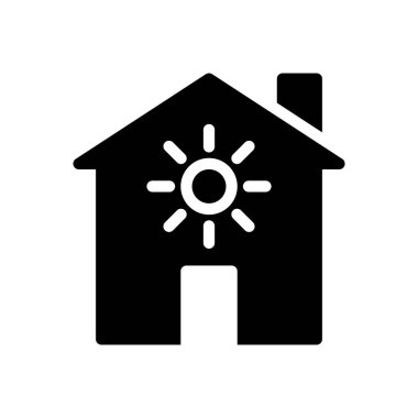şeffaf bir arkaplan üzerinde güneşli ev vektör illüstrasyonu. Konsept ve grafik tasarımı için özel kalite semboller..