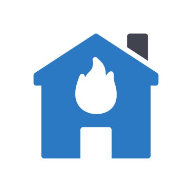 Saydam bir arkaplan üzerinde ev yangını vektör illüstrasyonu. Konsept ve grafik tasarım simgeleri için kaliteli semboller.. 